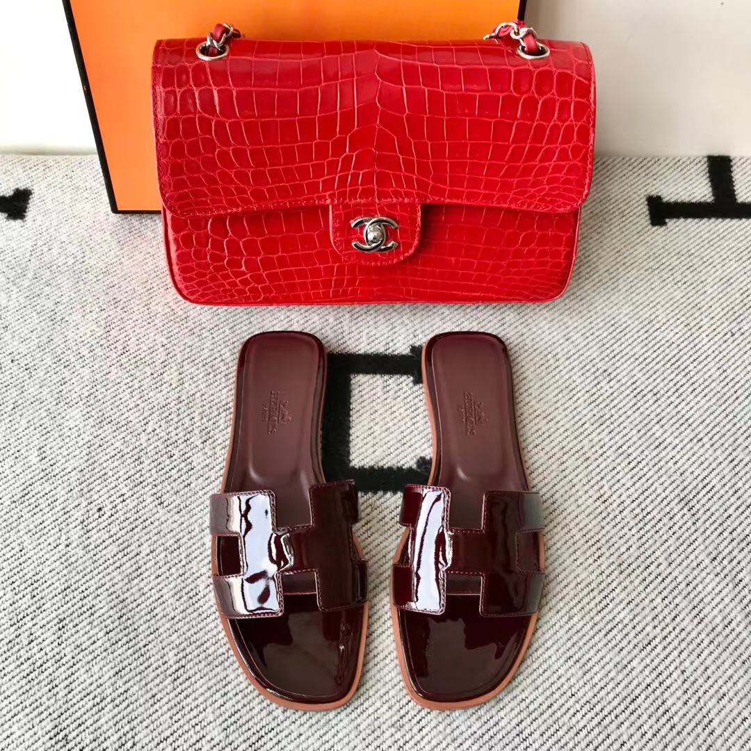 에르메스 올수공 오란 슬리퍼 샌들 페이던트 25